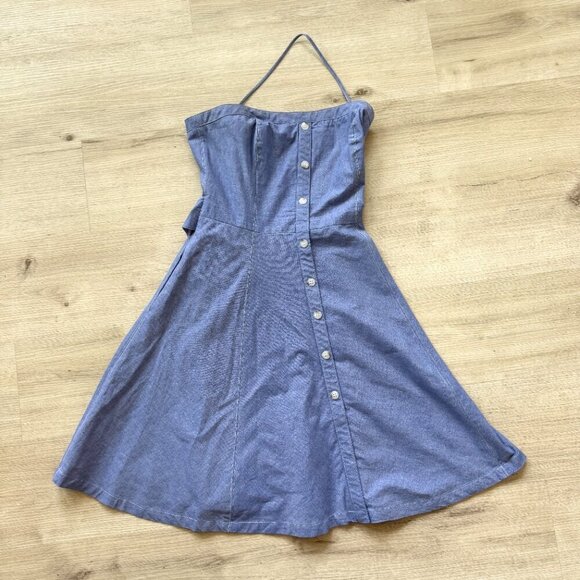 Miss Sixty Strapless Chambray Dress Blue Pockets Retro 10 - Picture 3 of 13